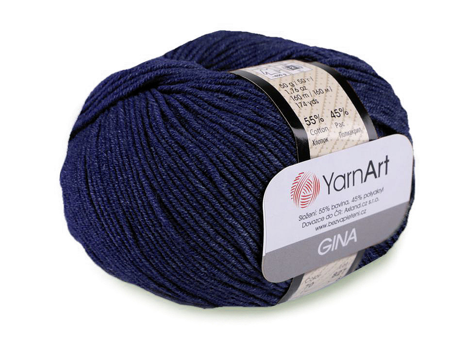 Fir de tricotat gina / jeans, 50 g - Negru (1 Bucată)