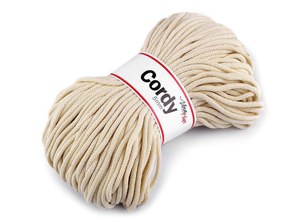 Fir tricotat / șnur macrame, 100 m - Alb natural (1 Bucată)