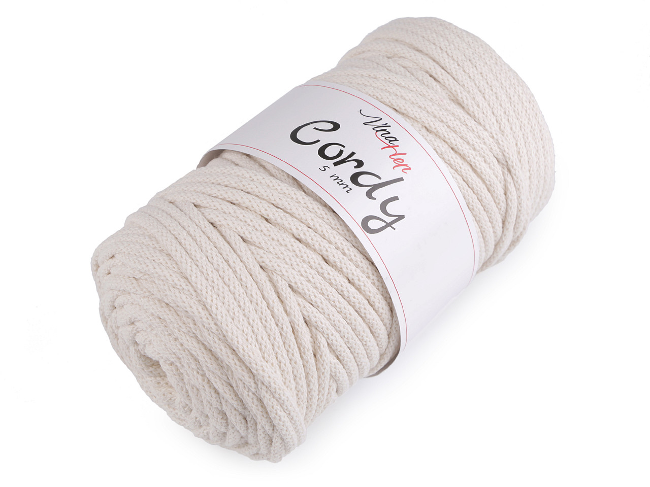 Fir tricotat / șnur macrame, 100 m - Alb natural (1 Bucată)