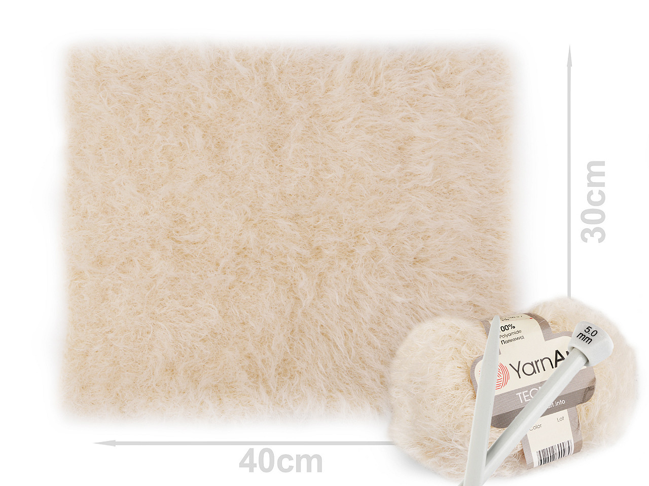 Fir de tricotat pufos tecno, 50 g - Bej deschis (1 Bucată)
