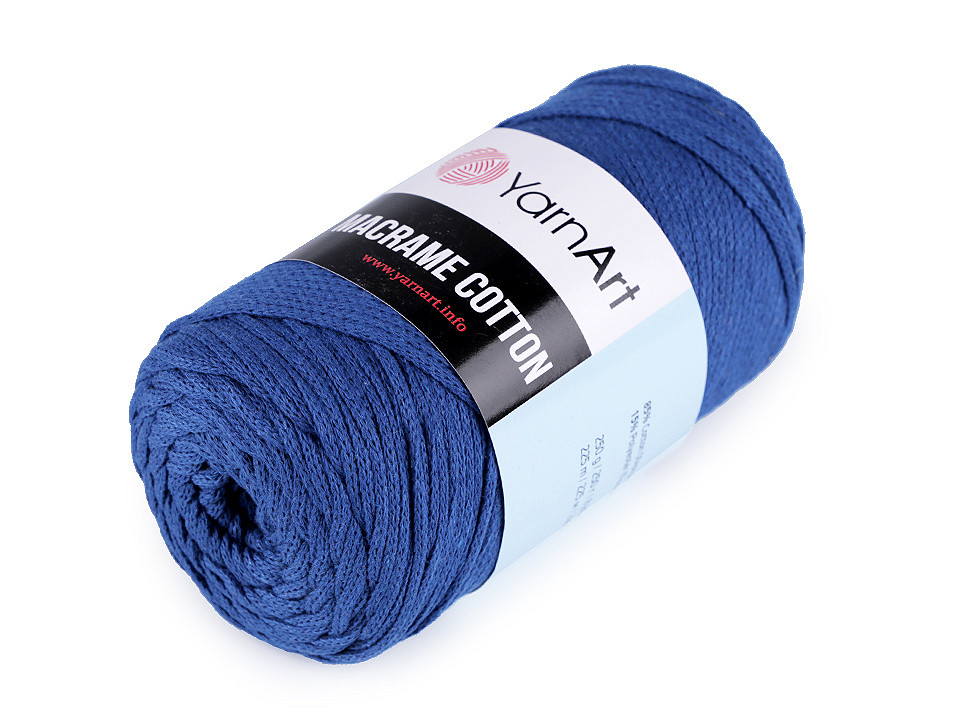 Fir de tricotat macrame cotton, 250 g - Albastru închis (1 Bucată)