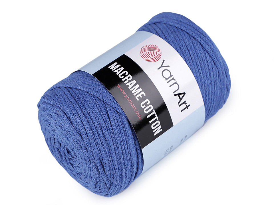 Fir de tricotat macrame cotton, 250 g - Albastru închis (1 Bucată)