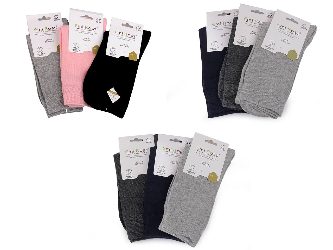 Șosete bumbac femei  emi ross - Mix (3 Perechi)