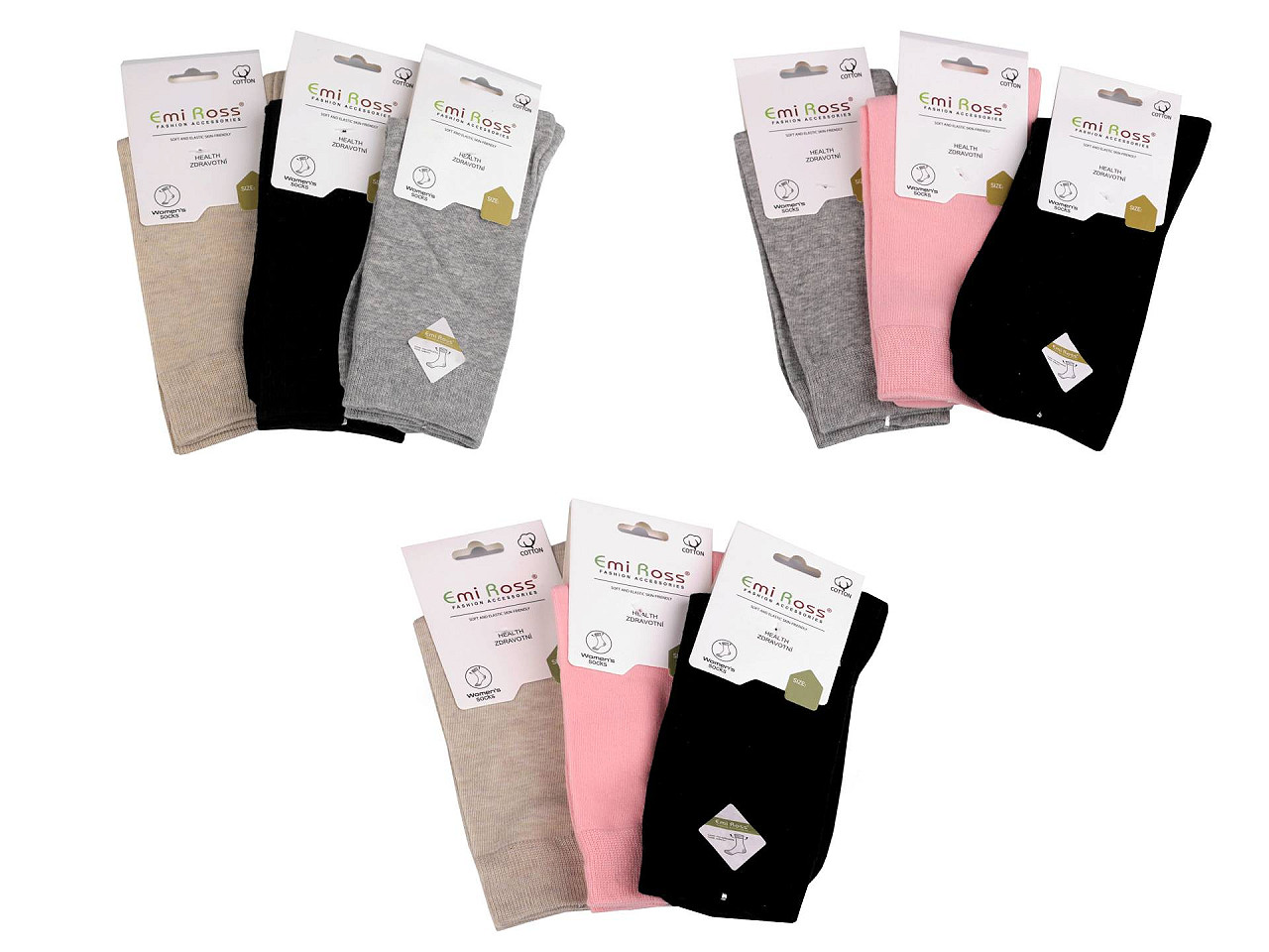 Șosete bumbac femei  emi ross - Mix (3 Perechi)