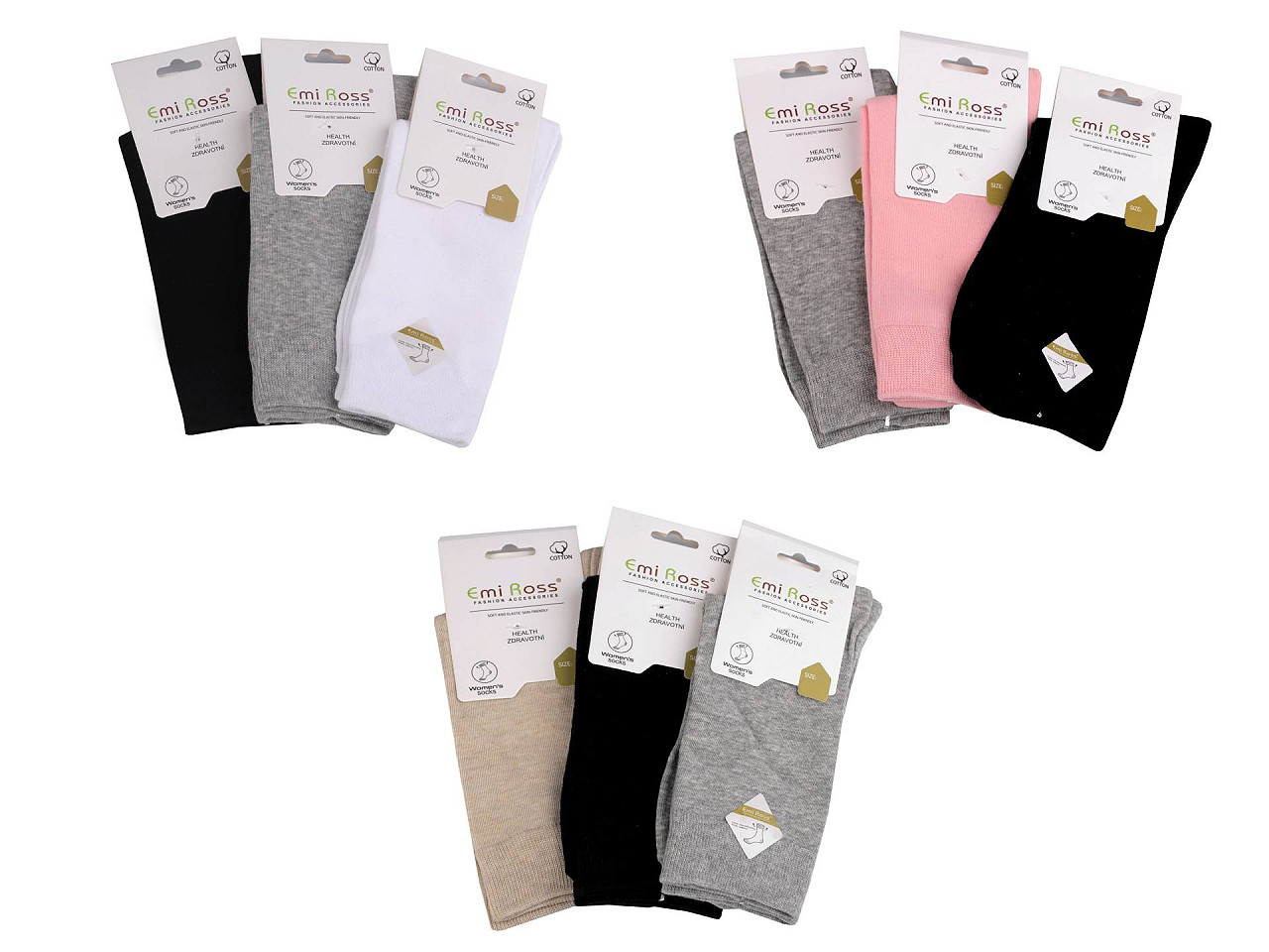Șosete bumbac femei  emi ross - Mix (3 Perechi)