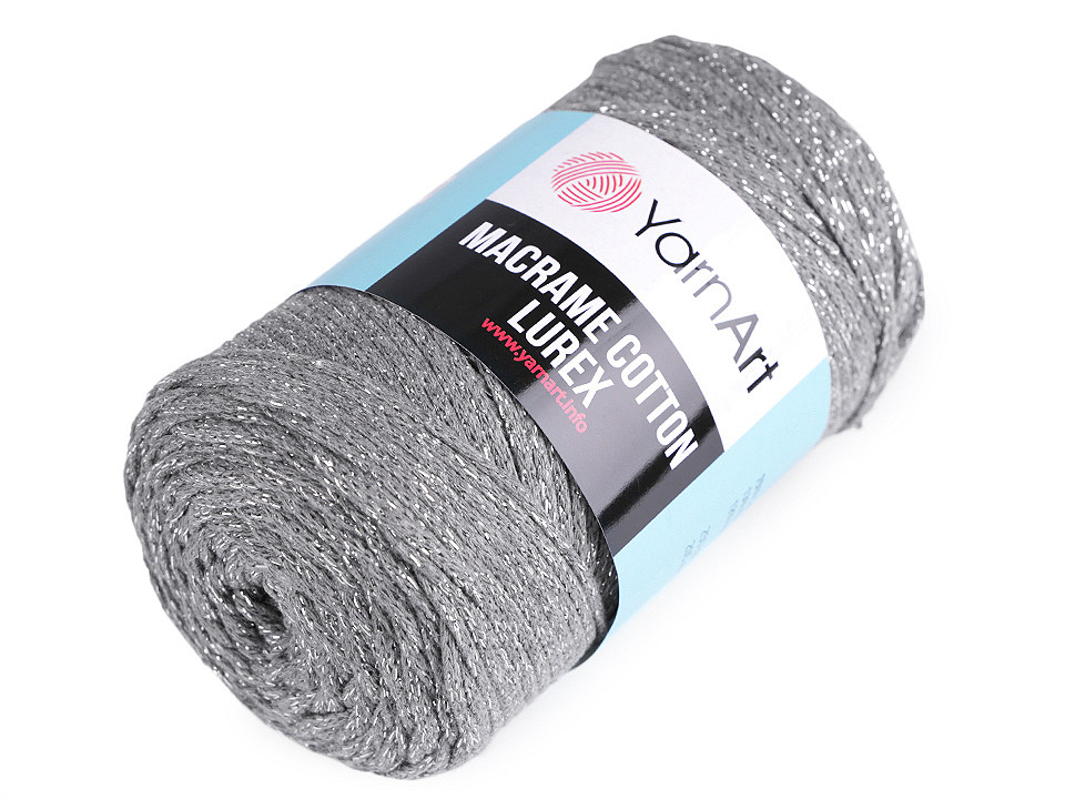 Fir de tricotat / croșetat macrame cotton lurex, 250 g - Verde oliv (1 Bucată)