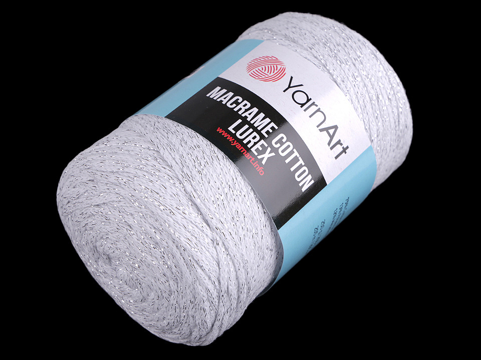 Fir de tricotat / croșetat macrame cotton lurex, 250 g - Verde oliv (1 Bucată)