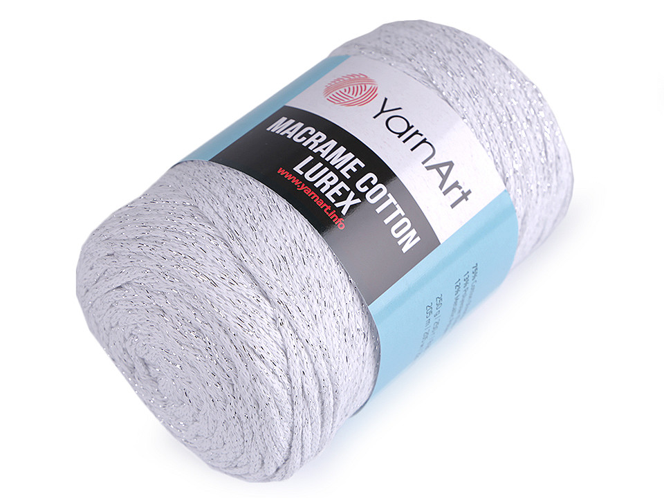 Fir de tricotat / croșetat macrame cotton lurex, 250 g - Verde oliv (1 Bucată)