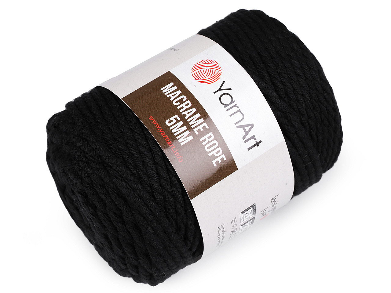 Fir de tricotat / croșetat macrame rope,ø5 mm 500 g - Negru (1 Bucată)