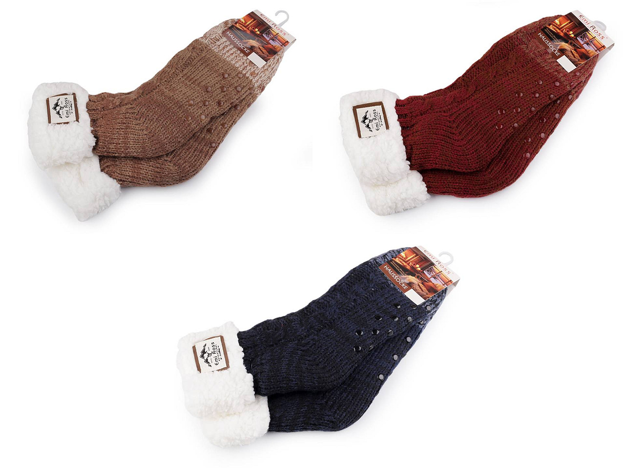 Șosete de iarnă pentru barbați cu anti-derapant emi ross - Bej (1 Pereche)