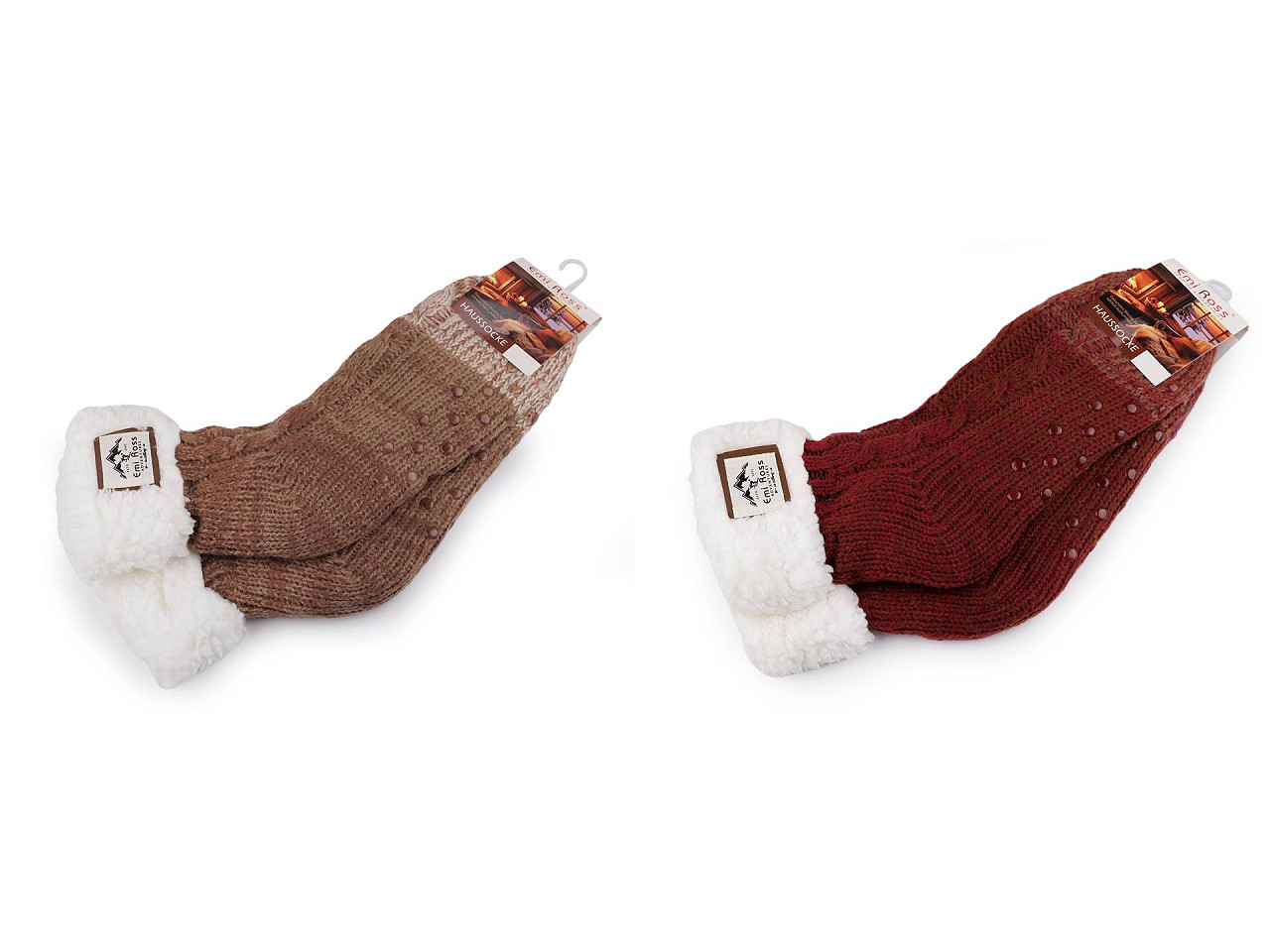 Șosete de iarnă pentru barbați cu anti-derapant emi ross - Bej (1 Pereche)