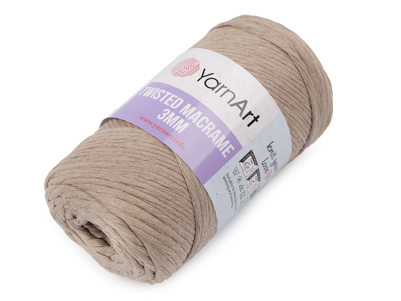 Fire de tricotat twisted macrame 250 g - Roz somon deschis (1 Bucată)