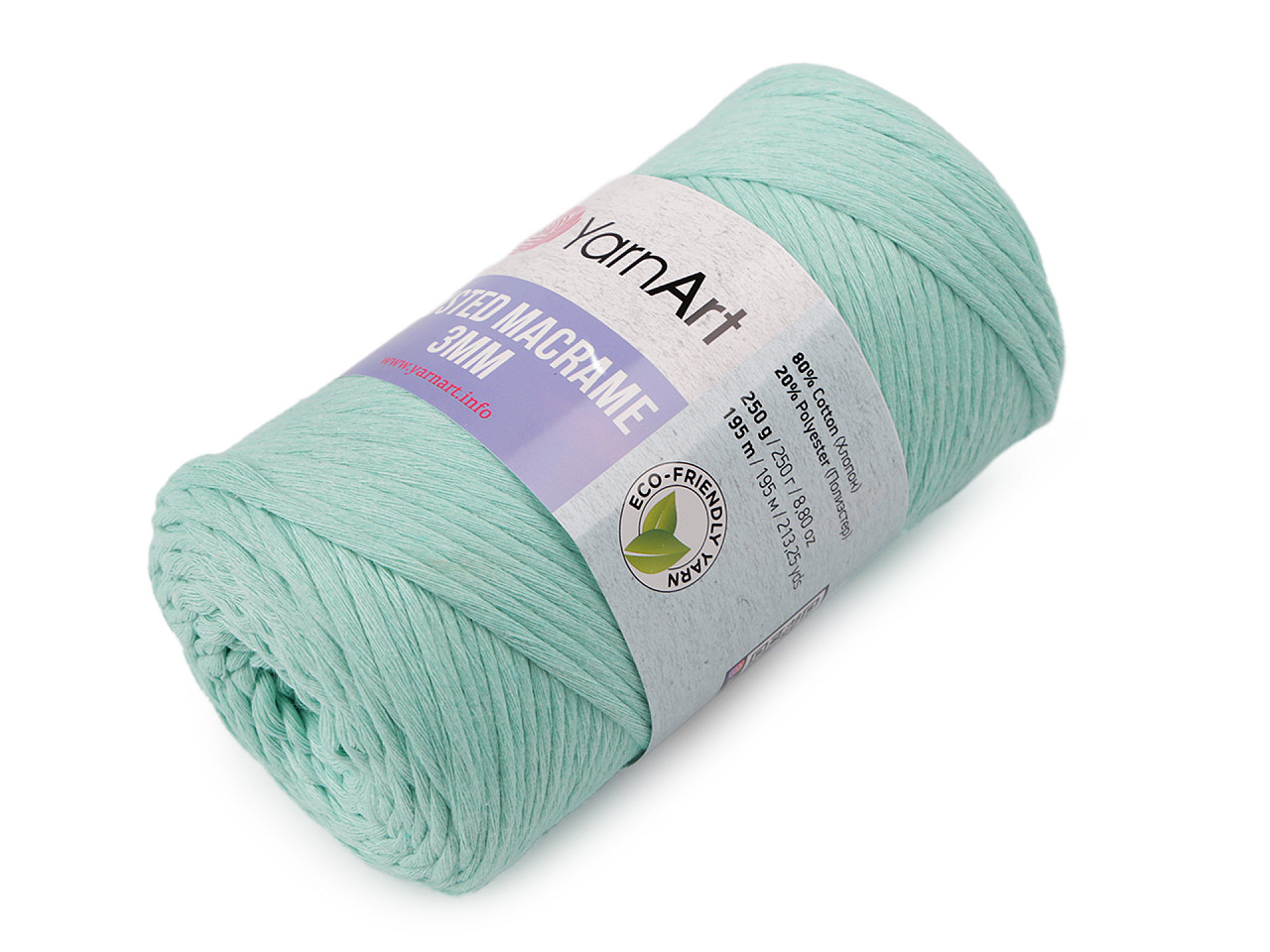 Fire de tricotat twisted macrame 250 g - Roz somon deschis (1 Bucată)