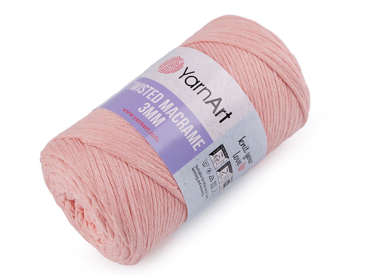 Fire de tricotat twisted macrame 250 g - Roz somon deschis (1 Bucată)