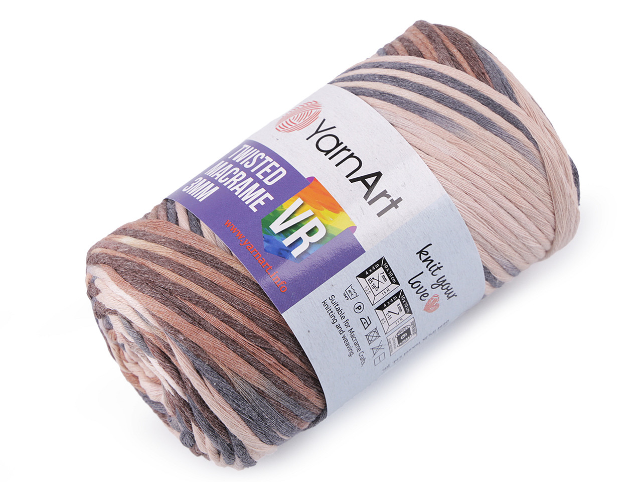 Fire de tricotat twisted macrame 250 g - Multicolor (1 Bucată)
