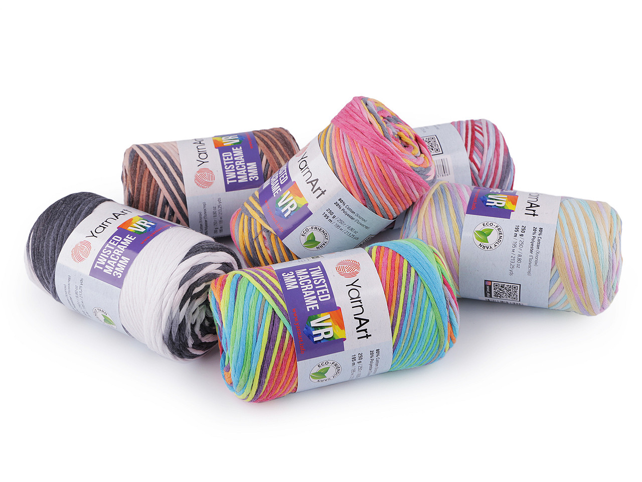 Fire de tricotat twisted macrame 250 g - Multicolor (1 Bucată)