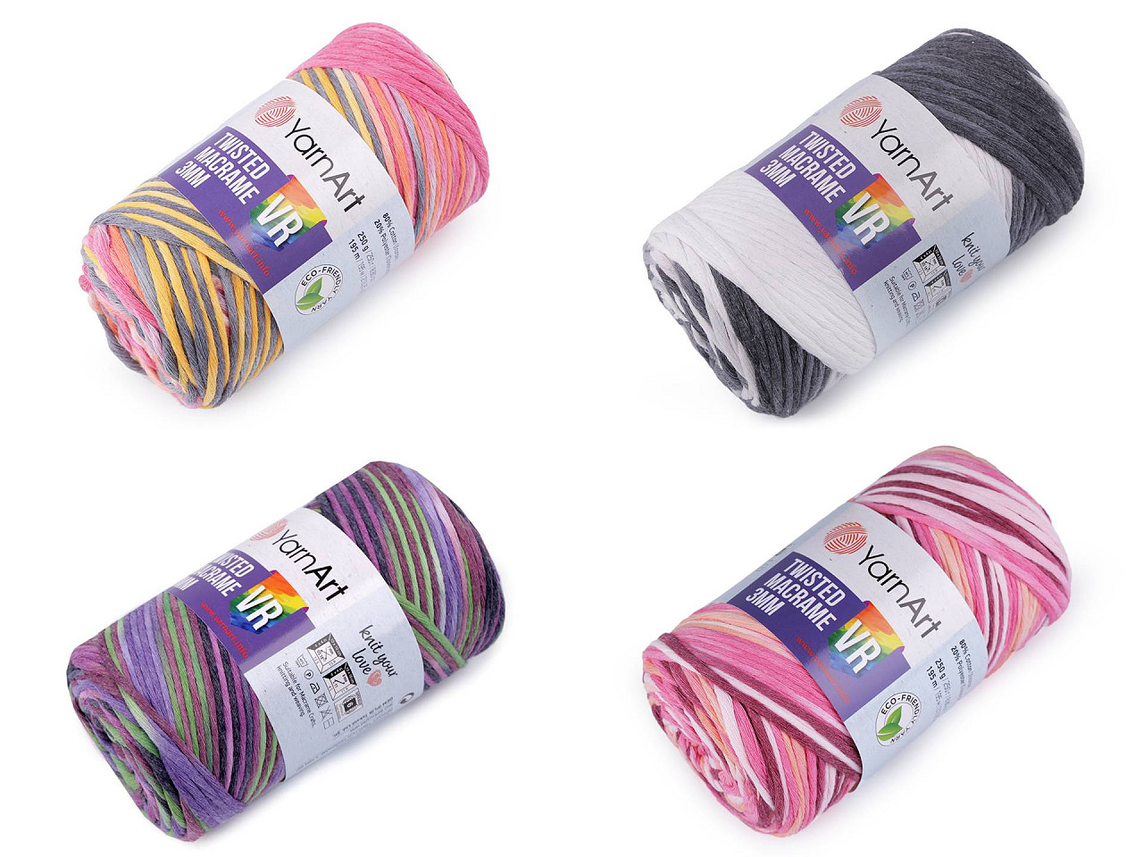 Fire de tricotat twisted macrame 250 g - Multicolor (1 Bucată)
