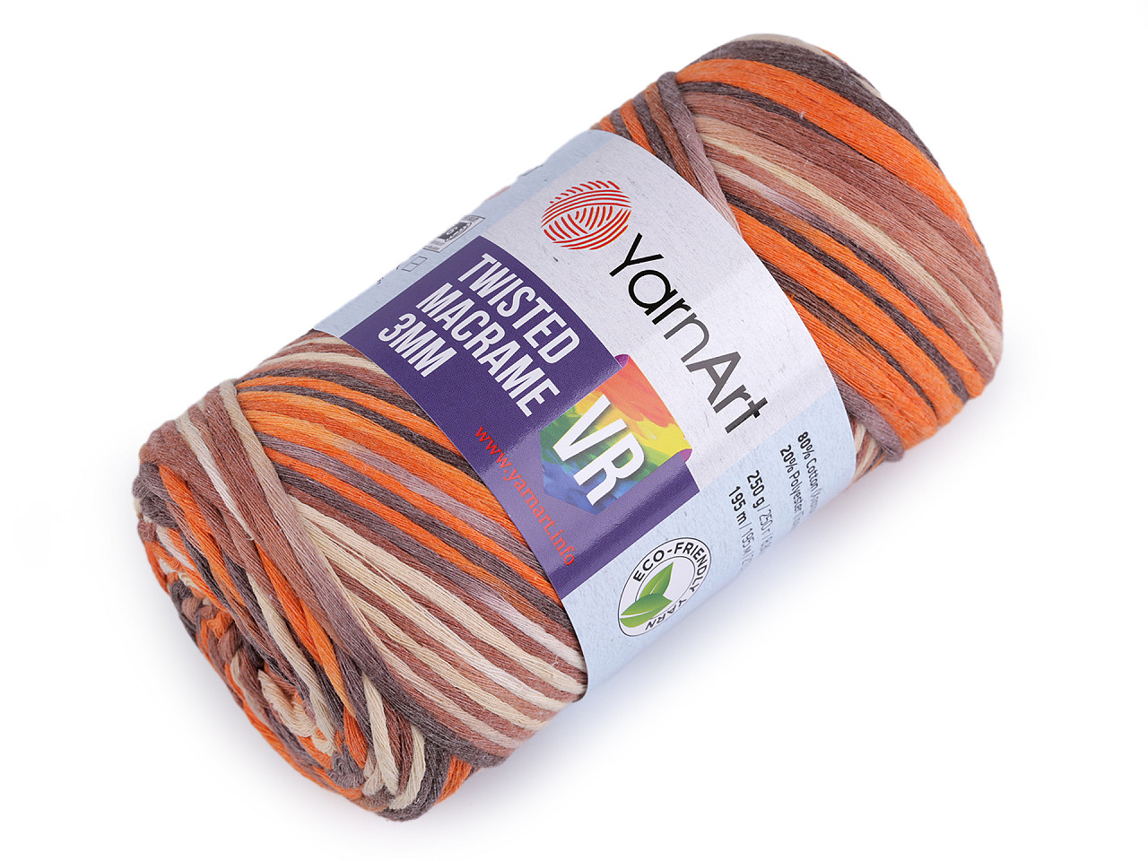 Fire de tricotat twisted macrame 250 g - Multicolor (1 Bucată)