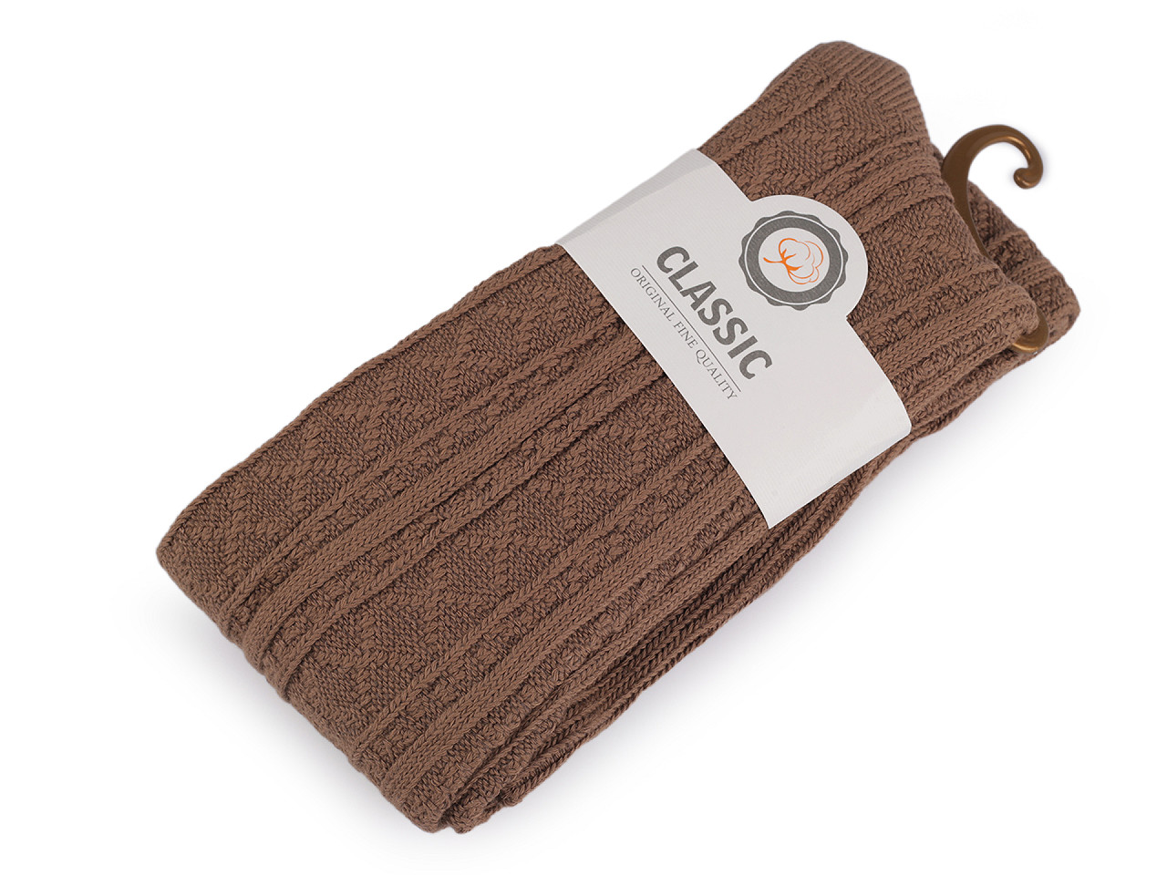 Ciorapi înalți de damă din bumbac cu model - Gri neutral (1 Pereche)