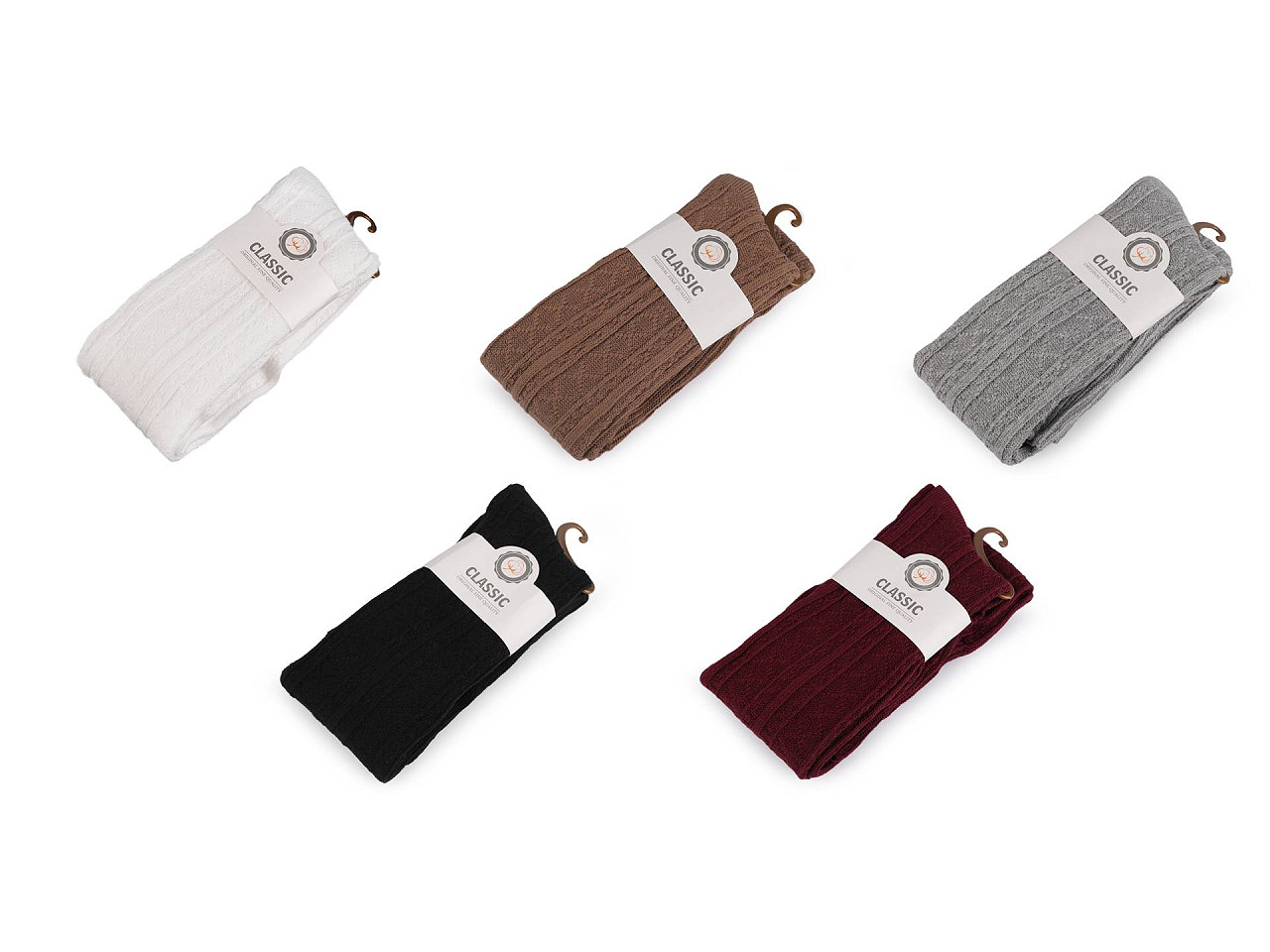 Ciorapi înalți de damă din bumbac cu model - Gri neutral (1 Pereche)