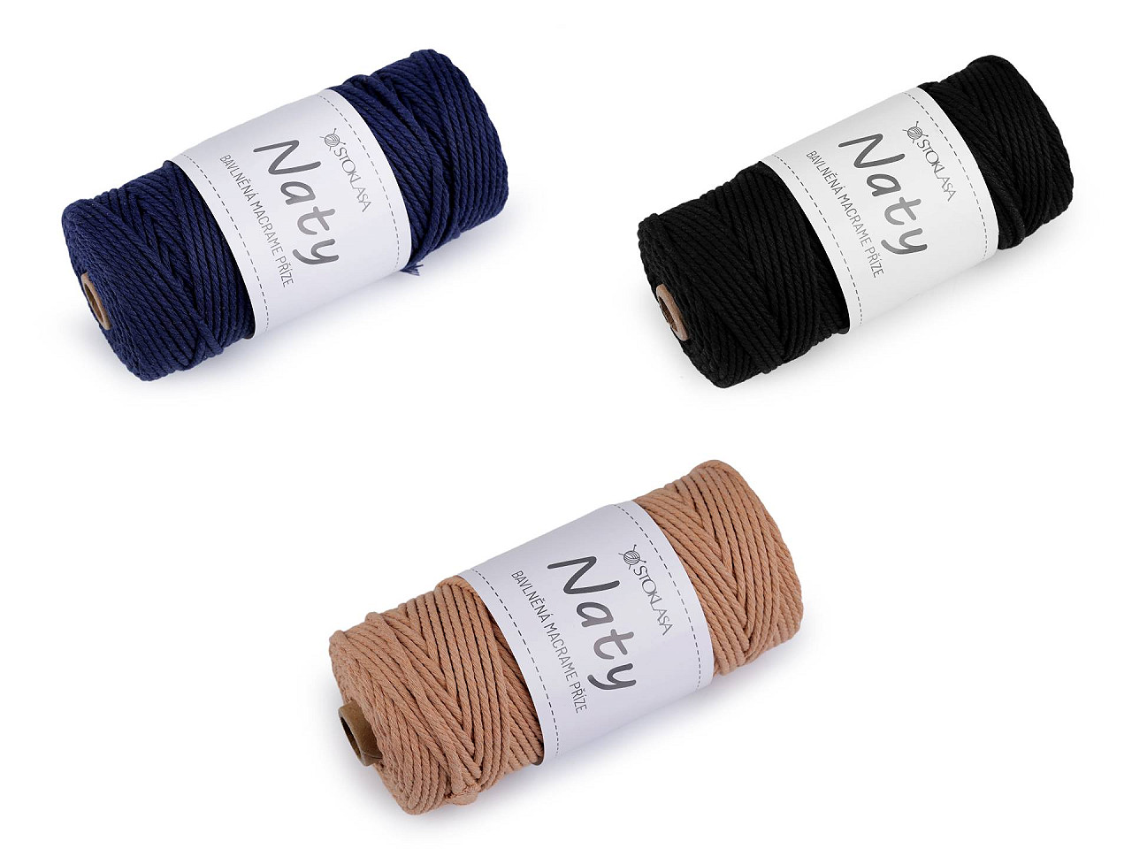 Fire de tricotat din bumbac macrame naty ø3 mm - Albastru închis (1 Bucată)