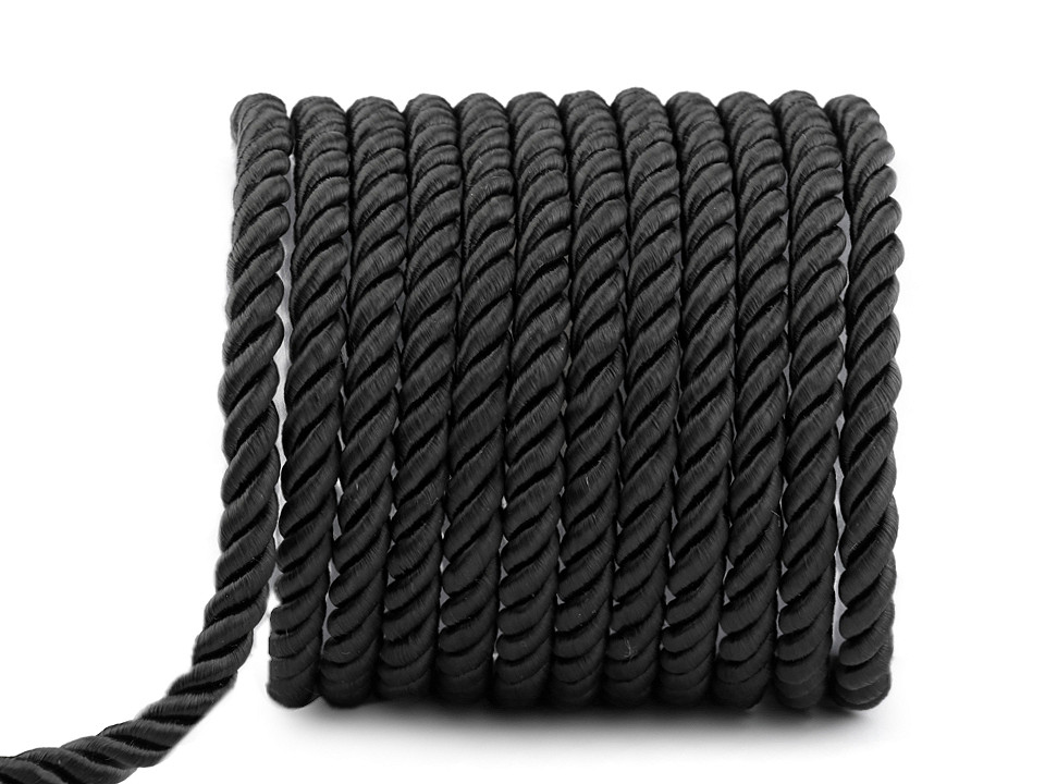 Șnur răsucit, ø7 mm - Negru (20 Metri)