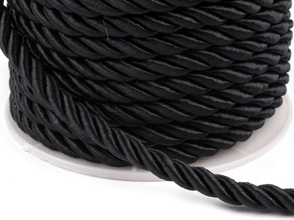 Șnur răsucit, ø7 mm - Negru (20 Metri)