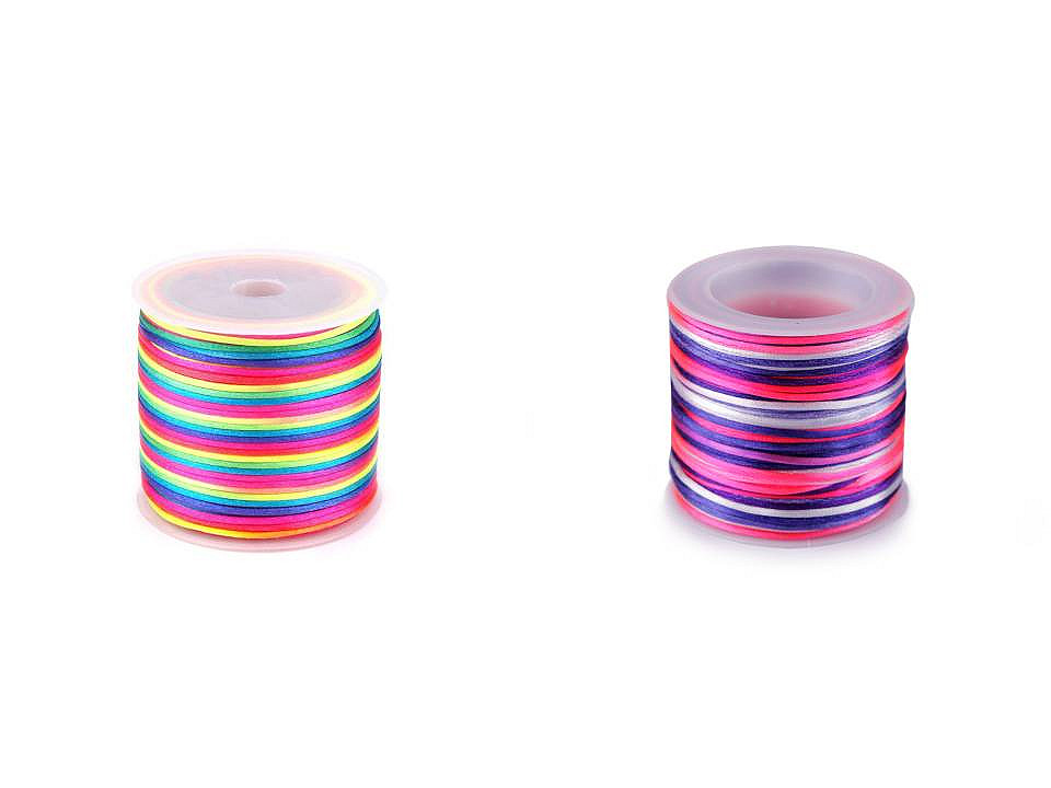 Șnur satinat curcubeu, ø1 mm - Galben (1 Bucată)