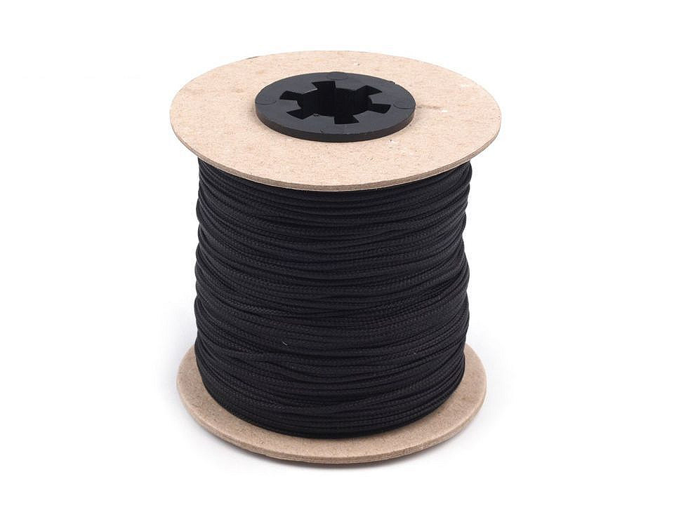 Șnur poliester pes, ø1,5 mm - Negru (100 Metri)