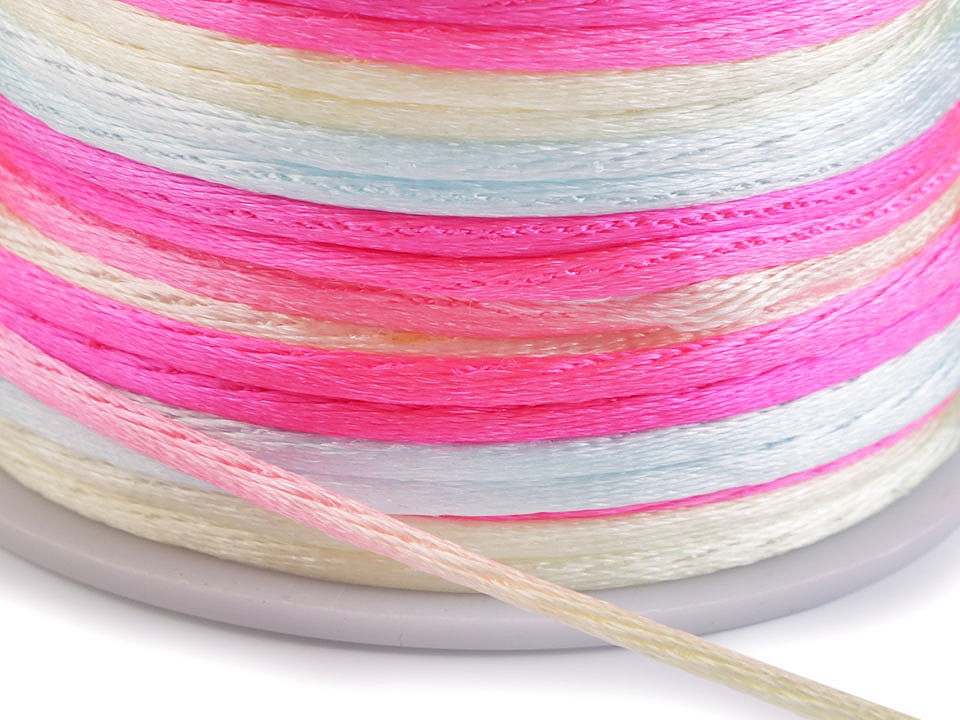 Șnur satinat curcubeu, ø2 mm - Multicolor (1 Bucată)
