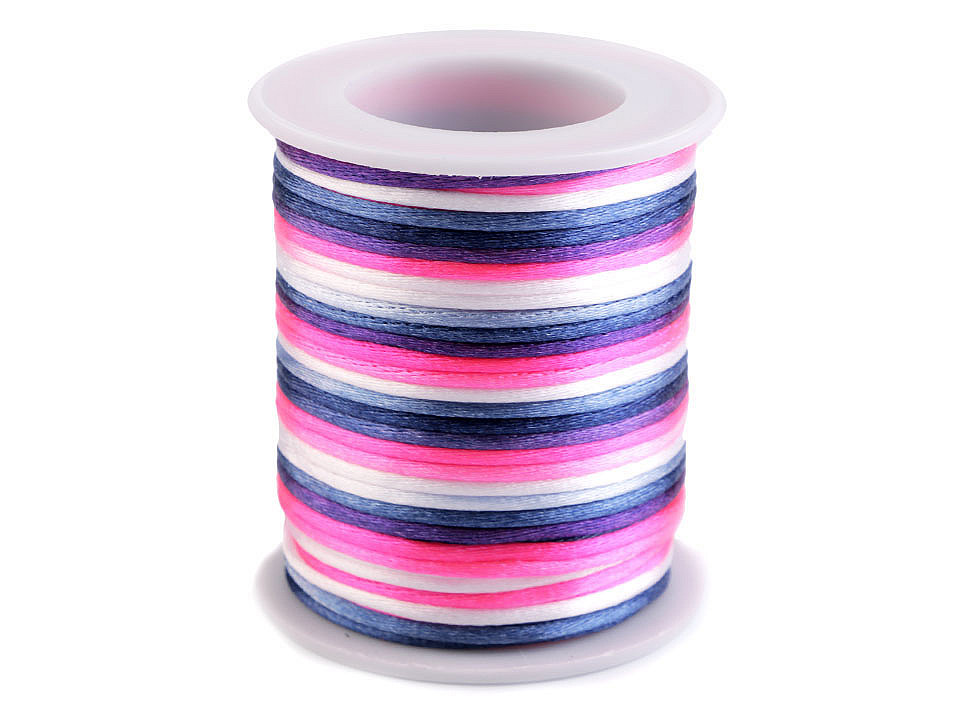Șnur satinat curcubeu, ø2 mm - Multicolor (1 Bucată)