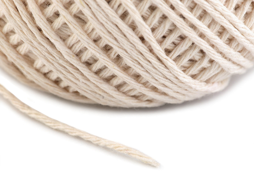 Sfoară bumbac, ø1,5 mm - Ecru deschis (1 Bucată)