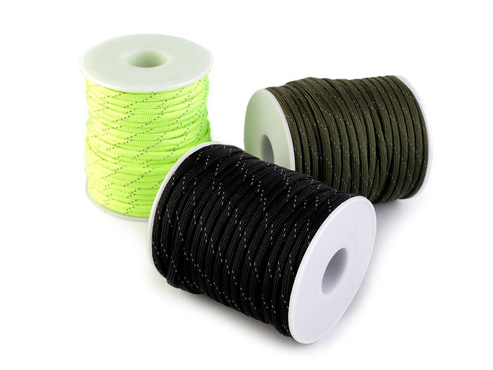 Cordelină paracord cu fir reflectorizant, ø4 mm - Bej (25 Metri)