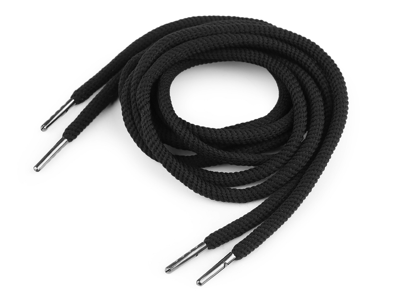 Șiret glugă / șnur hanorac, lungime 130 cm - Negru (10 Bucăți)