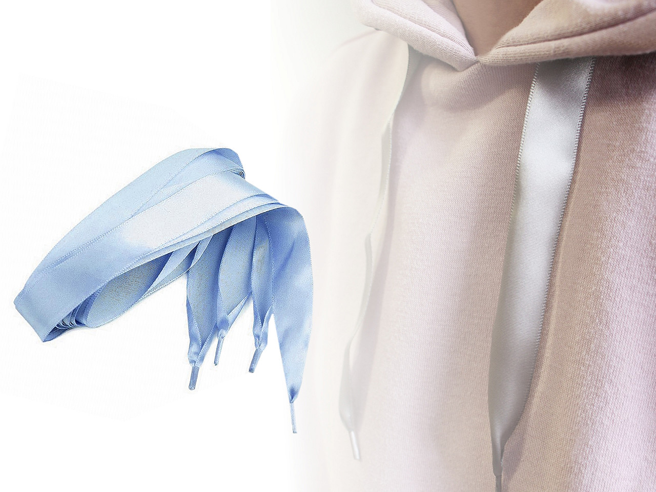 Șireturi satinate, lungime 110 cm - Crem deschis (10 Bucăți)