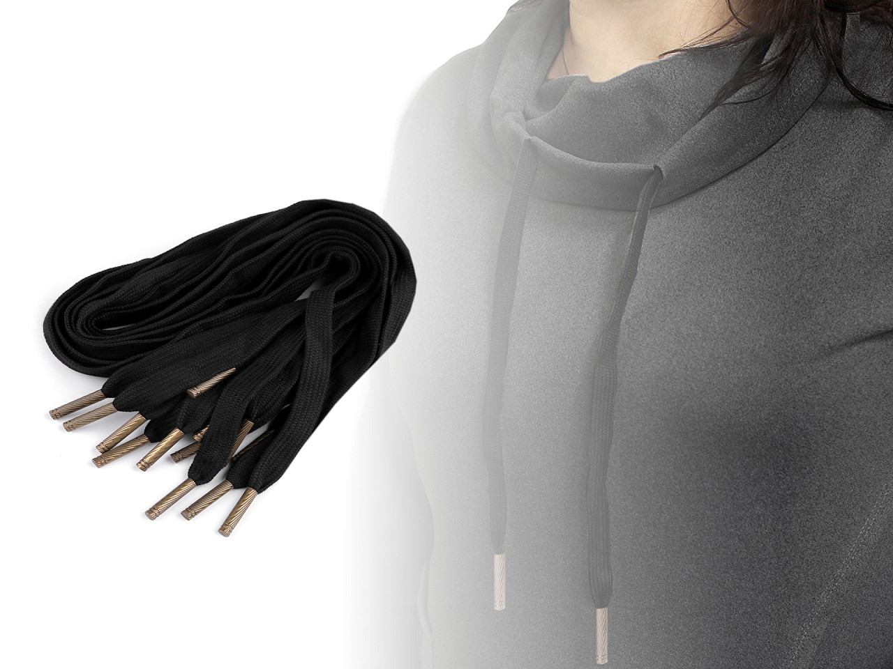 Șiret glugă / șnur hanorac, lungime 135 cm - Alb (10 Bucăți)