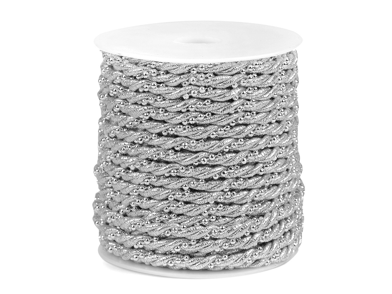 Snur răsucit lurex cu bile ø5 mm - Argintiu (20 Metri)