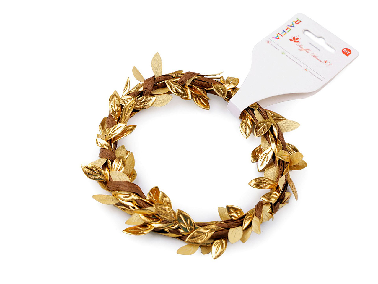 Decorațiune sârmă maleabilă cu frunze de 2 m - Auriu (1 Buchet)