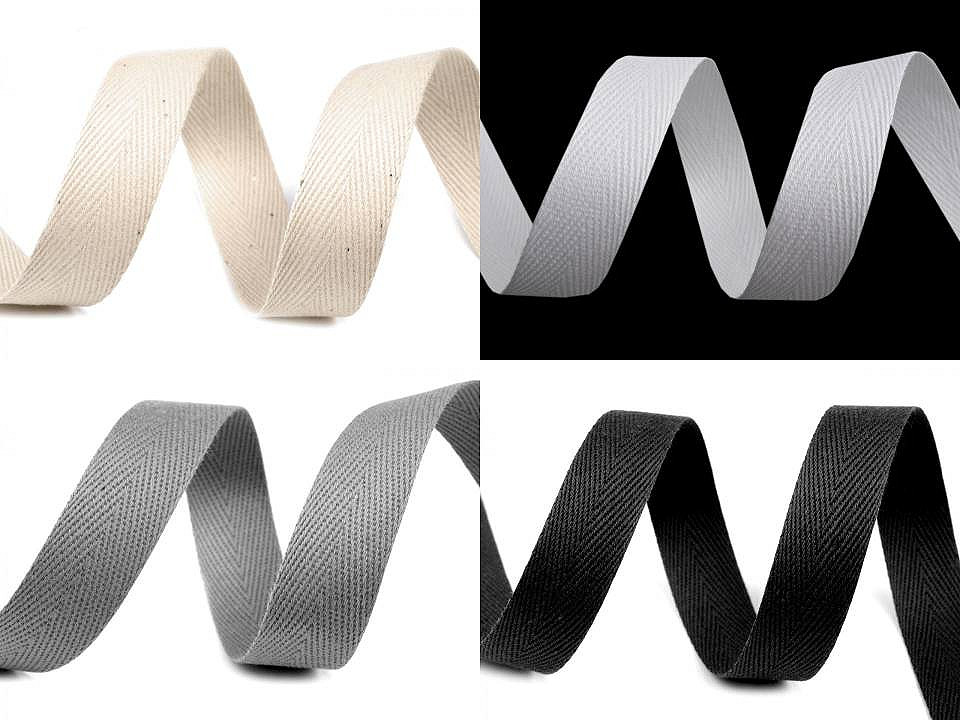 Bandă din bumbac, lățime 18 mm - Ecru deschis (50 Metri)