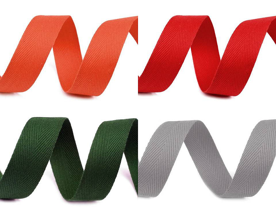 Bandă din bumbac herringbone, lățime 20 mm - Ecru deschis (50 Metri)