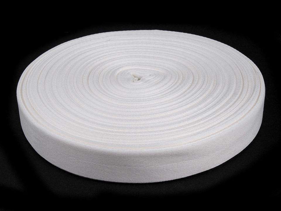 Bandă din bumbac herringbone, lățime 25 mm - Gri neutral (50 Metri)