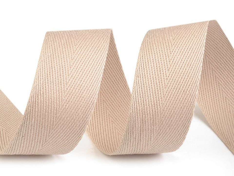 Bandă din bumbac herringbone, lățime 25 mm - Gri neutral (50 Metri)