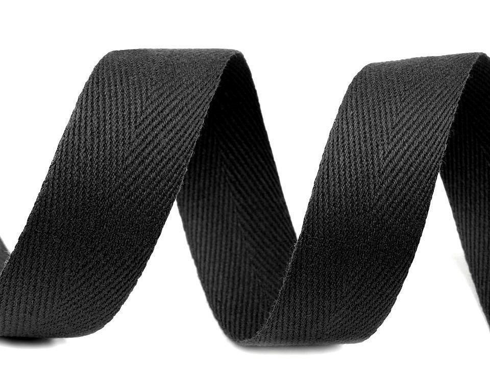 Bandă din bumbac herringbone, lățime 25 mm - Gri neutral (50 Metri)