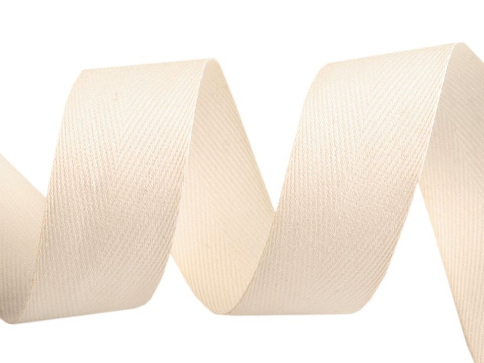 Bandă din bumbac herringbone, lățime 25 mm - Gri neutral (50 Metri)