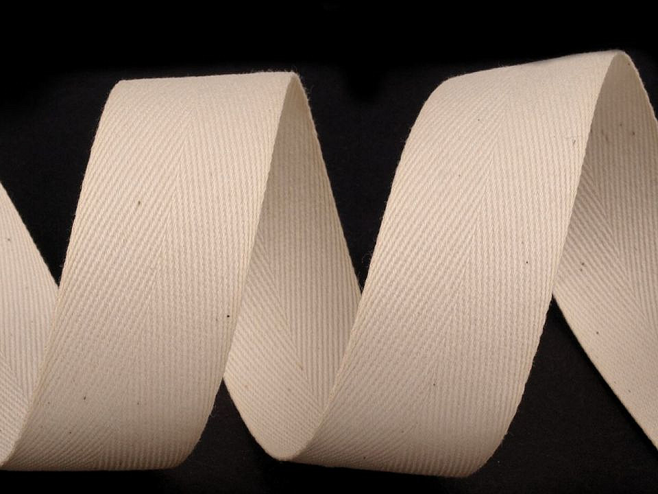 Bandă din bumbac herringbone, lățime 30 mm - Roșu granat (50 Metri)