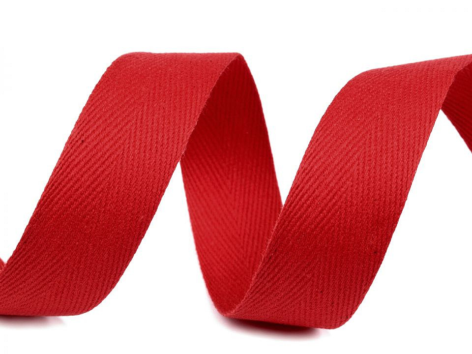Bandă din bumbac herringbone, lățime 30 mm - Roșu granat (50 Metri)