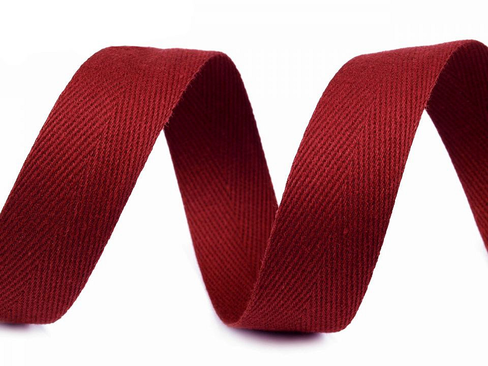 Bandă din bumbac herringbone, lățime 30 mm - Roșu granat (50 Metri)