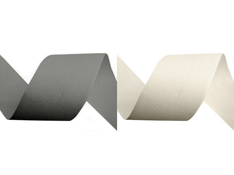 Bandă din bumbac herringbone, lățime 40 mm - Albastru parizian (50 Metri)