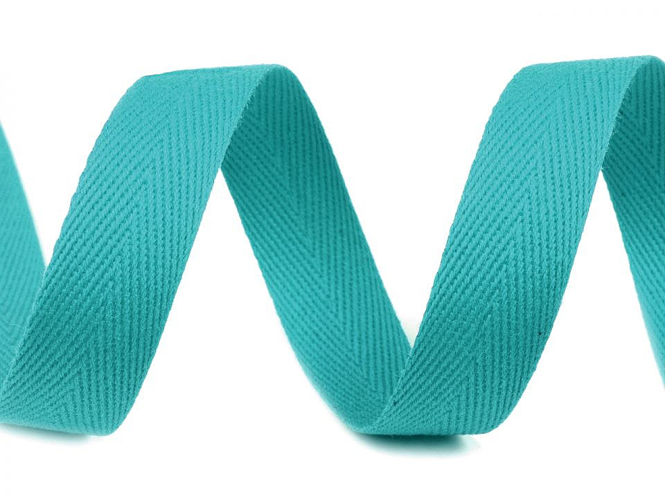 Bandă din bumbac herringbone, lățime 14 mm - Albastru berlin (50 Metri)