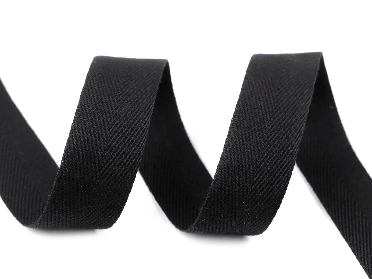 Bandă din bumbac herringbone, lățime 20 mm - Alb (45 Metri)